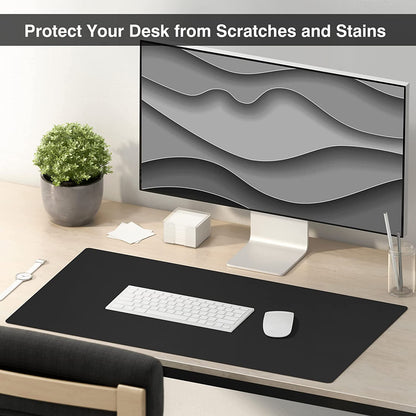 Dual Sided Desk Pad, Large Desk Mat, Waterproof Desk Blotter Protector Mouse Pad, Leather Desk Pad Large for Keyboard and Mouse (36" X 17", Black)
